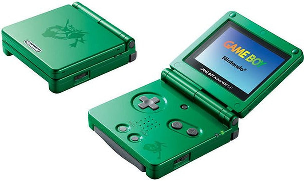 Nintendo Game Boy Advance SP handheld Console Backlit Emerald Green Rayquaza
