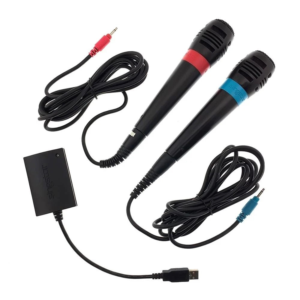 SingStar Microphone Set Red + Blue with USB Converter - PlayStation 2